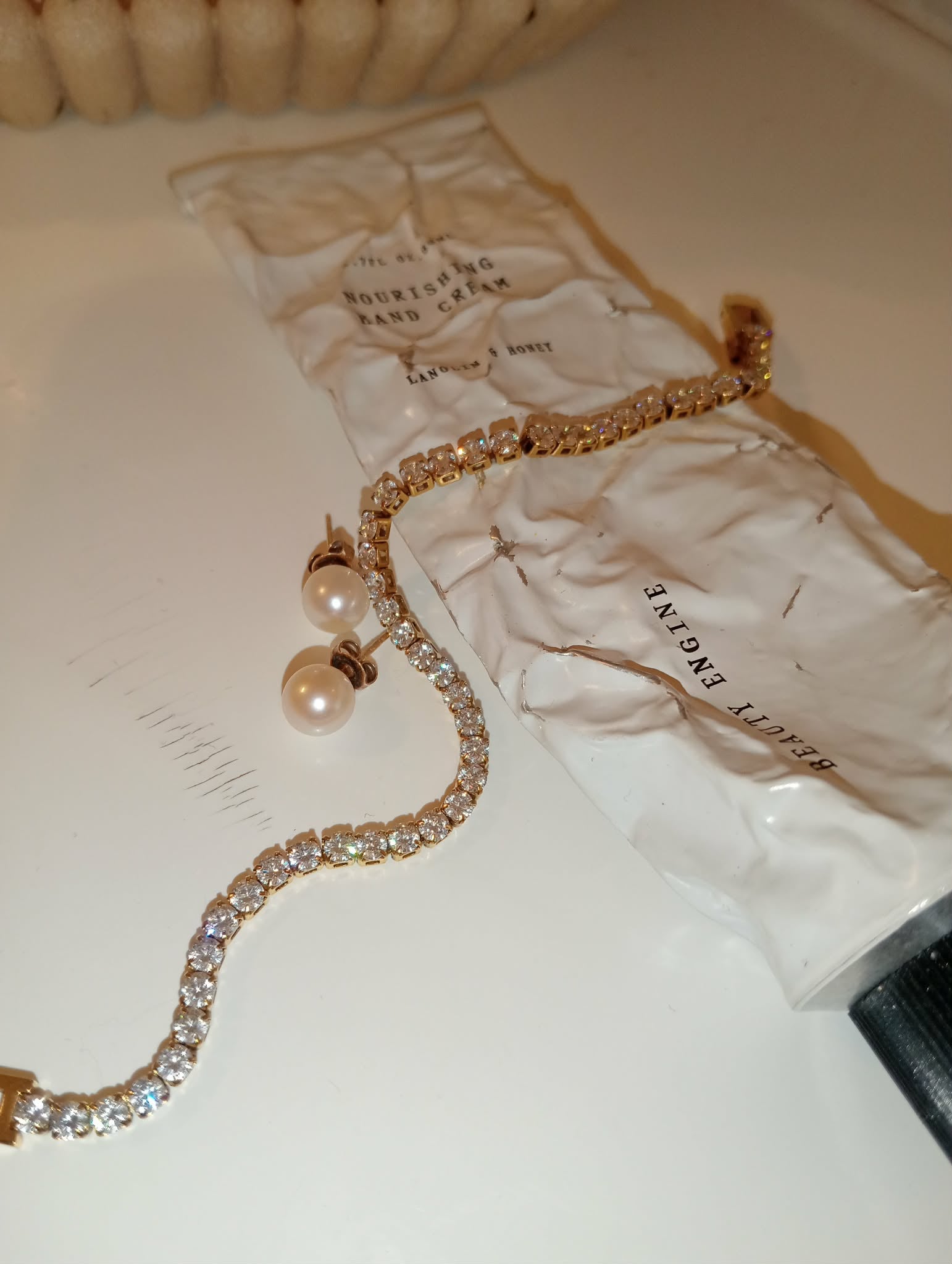 Signature tennis bracelet 18K gold plated stainless steel"